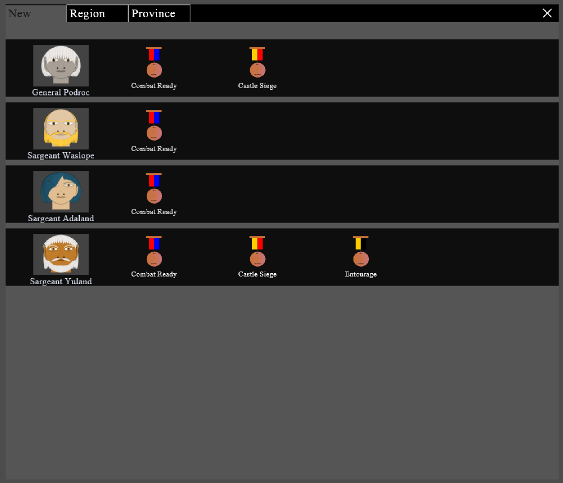 Medals Screen